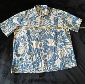 E&K Hawaii Made In Hawaii USA 3xl Blue Floral Tropical Cotton Shirt